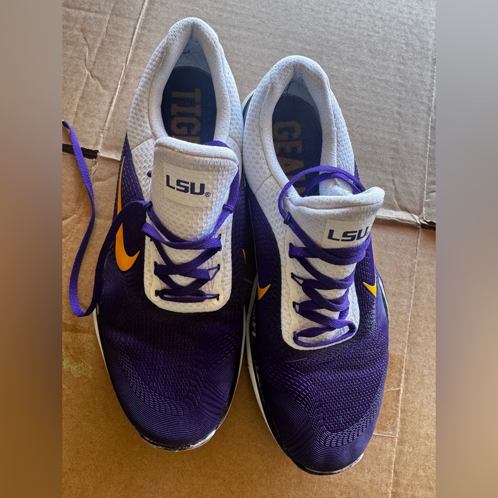 Nike LSU Purple and White Men's Athletic Shoes with Gold Swoosh
